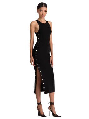 Alice + Olivia Lalita Side-Snap Merino Wool Blend Midi Dress M LIKE NEW
